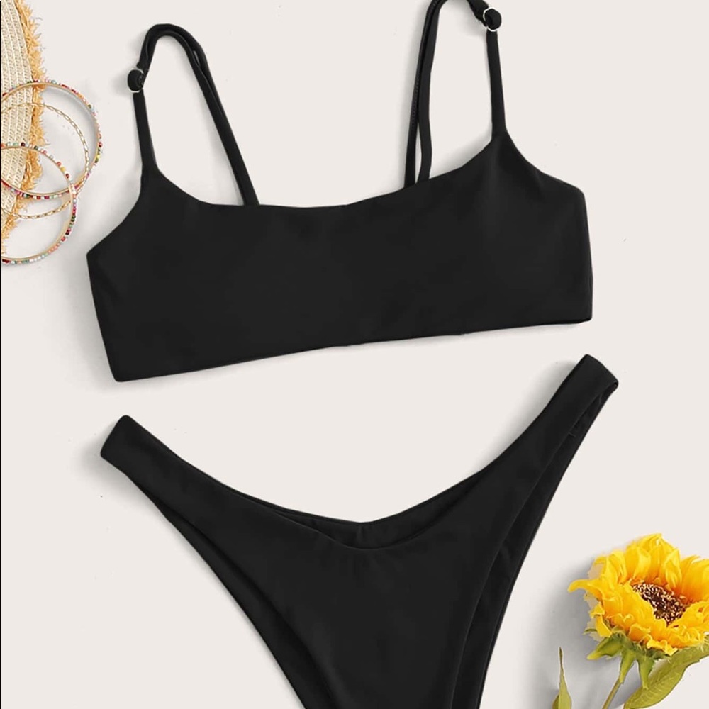 Black high cut bikini